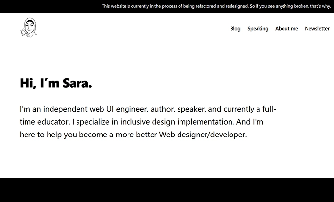 Screenshot du site web de Sara Soueidan.