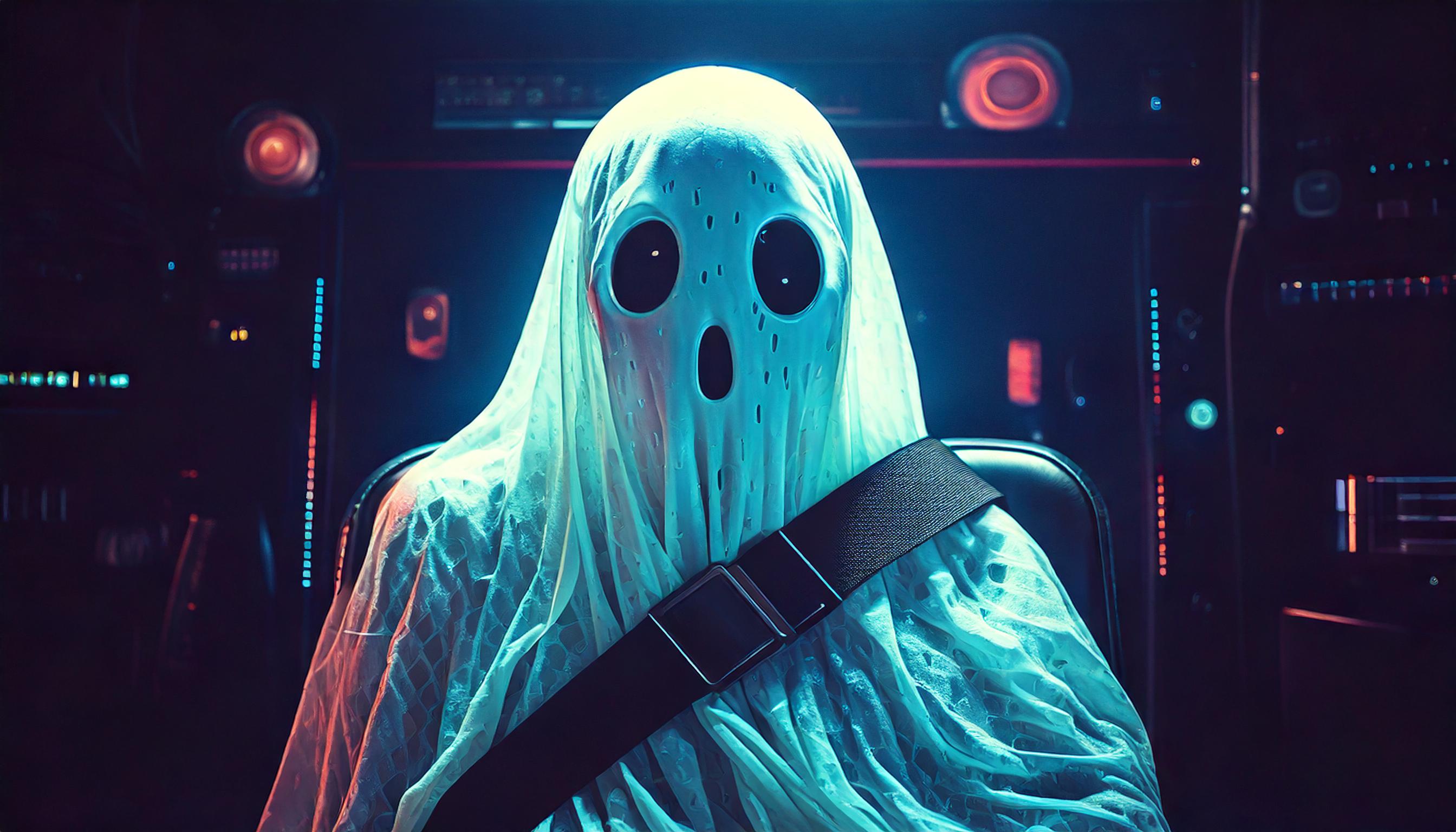 Fantôme stylisé avec une ceinture de sécurité