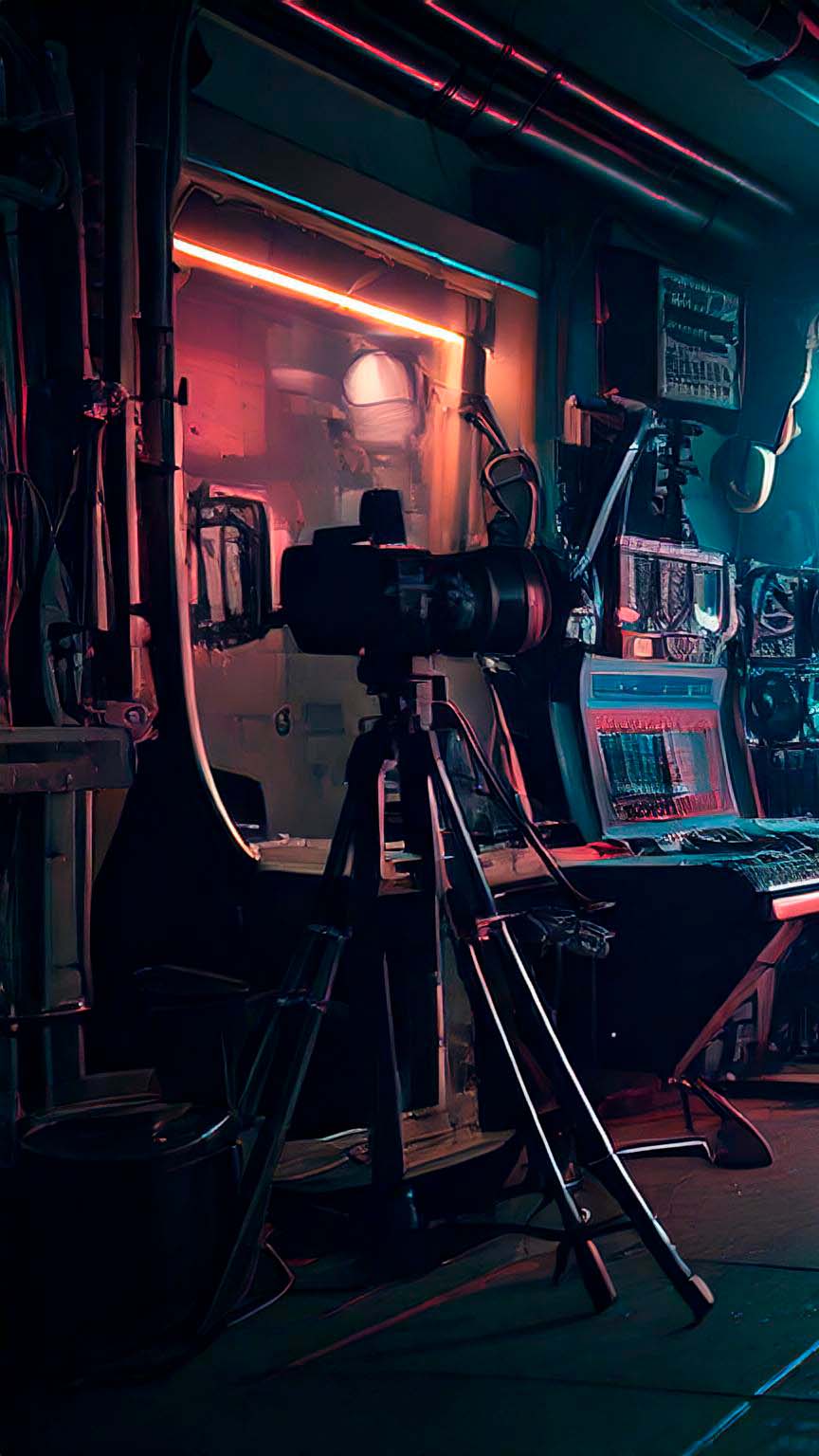 Image d'un plateau de tournage retro futuriste